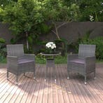 vidaXL 3-delige Tuinset poly rattan grijs, Verzenden, Nieuw, Tuinset