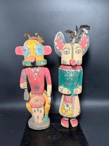 2 poppen in de Hopi-kachina-stijl - Hout - V.S. - Achyuta