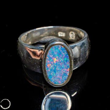 Bague en opale de Boulder naturelle d’Australie – Argent, Collections