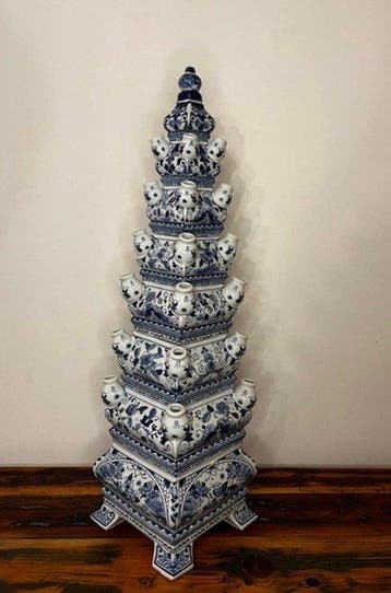 Vaas - Delft Blauw - Aardewerk - Grote Tulpenvaas XXL
