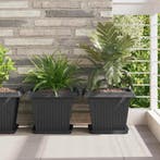 vidaXL Vierkante Bloempot 6 pcs Zwart 33 x 33 x 26 cm, Tuin en Terras, Bloempotten, Verzenden, Nieuw