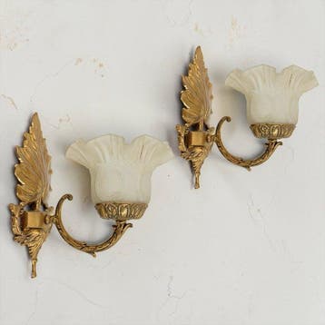 Lampe murale (2) - Bronze, Cristal - Feuilles modernistes, Nieuw