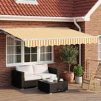 vidaXL Elektrisch Uitschuifbare Zonneluifel Geel en Wit 2,5, Tuin en Terras, Zonneschermen, Verzenden, Nieuw
