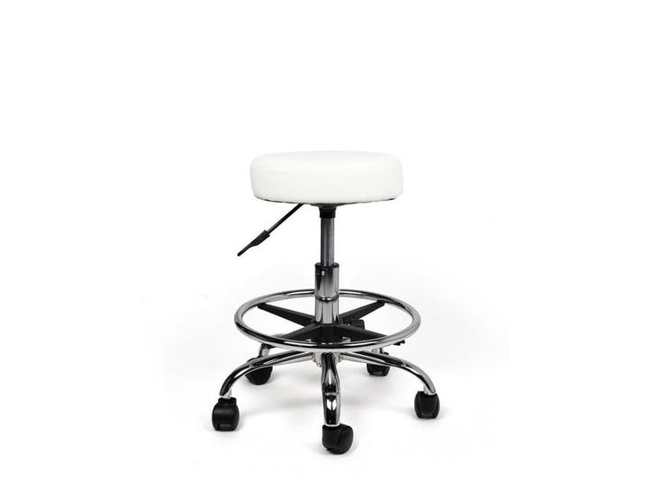 Tabouret Wit - Lage uitvoering met Voetsteun, Maison & Meubles, Tabourets