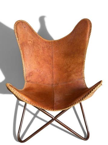 Fauteuil - chaise papillon - Cuir, Métal - Chaise papillon -