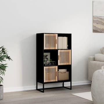 vidaXL Hoge kast 70x35x125 cm bewerkt hout zwart, Verzenden