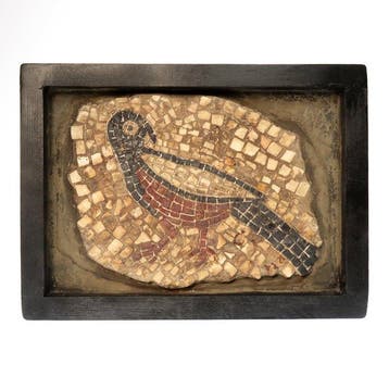 Oud-Romeins Marmer, Steen Mozaïekpaneel met vogel, Antiek en Kunst
