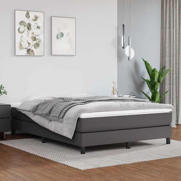 vidaXL Boxspring bed kunstleer grijs 140x200 cm, Verzenden