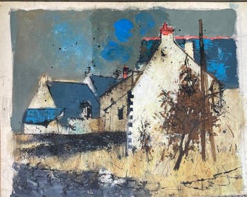 Yves Ganne (1931-2019) - Paysage et Maisons. (Vendu sans, Antiquités & Art, Art | Peinture | Classique