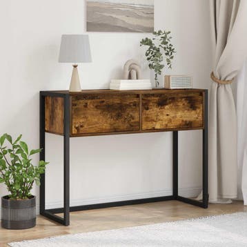 vidaXL Bijzettafel Rook Eik 100 x 36 x 75 cm Bewerkt hout, Huis en Inrichting, Tafels | Bijzettafels, Verzenden, Nieuw