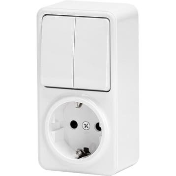 Wandcontactdoos Aigi Winy opbouw 2-voudig + stopcontact, Verzenden, Nieuw