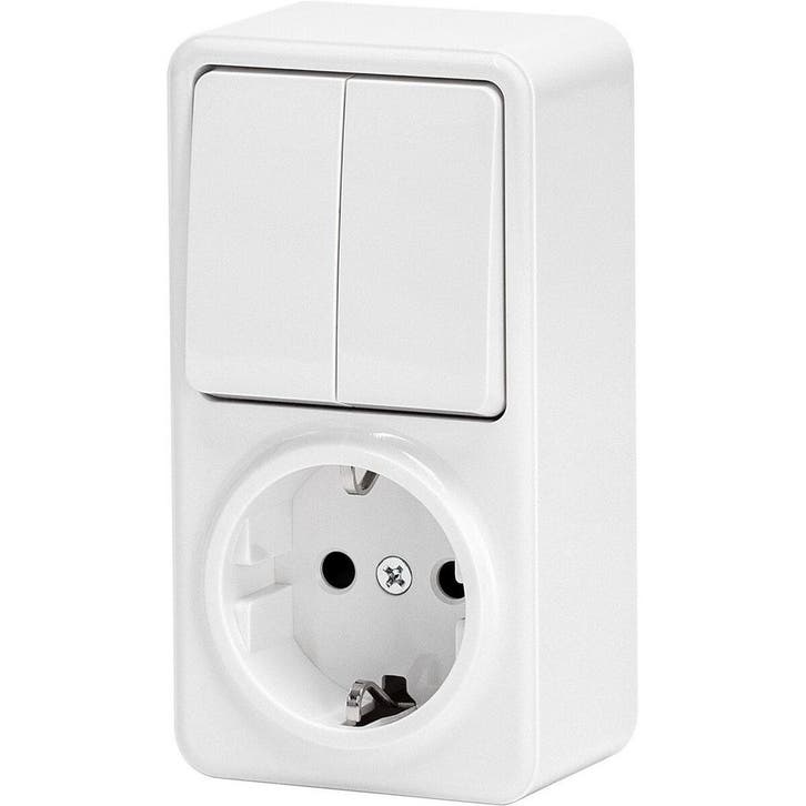 Wandcontactdoos Aigi Winy opbouw 2-voudig + stopcontact, Bricolage & Construction, Électricité & Câbles, Envoi