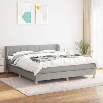 vidaXL Boxspring met matras stof lichtgrijs 160x200 cm, Verzenden