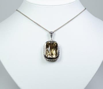 - Argent 800 minimum - 38,00 ct Citrine naturelle - fait, Antiek en Kunst