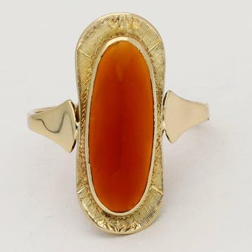 Ring - 14 karaat Geel goud - 1.99ct. tw. Carneool, Nieuw