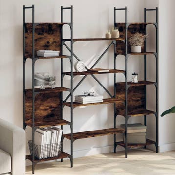 vidaXL Boekenkast 155,5x24x166,5 cm bewerkt hout gerookt, Huis en Inrichting, Verzenden, Nieuw