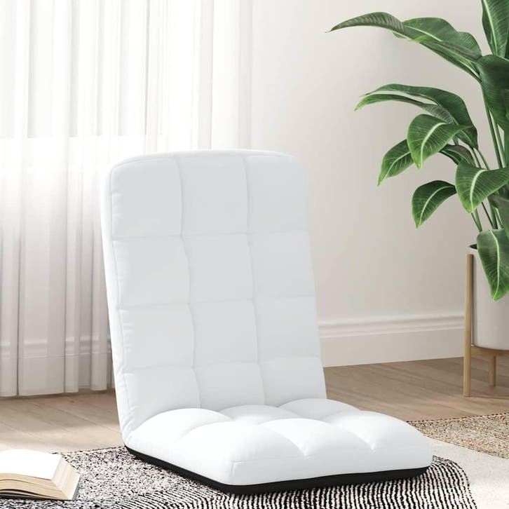 vidaXL Vloerstoel inklapbaar 71x51x62 cm stof wit, Maison & Meubles, Chaises, Envoi