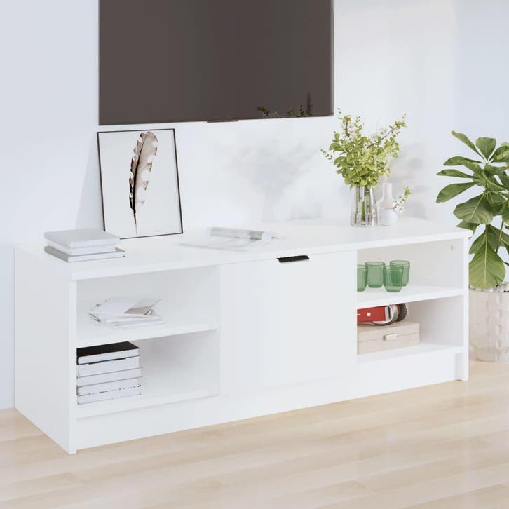 vidaXL Tv-meubel 102x35,5x36,5 cm bewerkt hout wit, Maison & Meubles, Armoires | Mobilier de télévision, Envoi