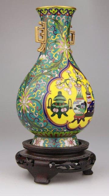 Vaas - cloisonné emaille, Emaille - China