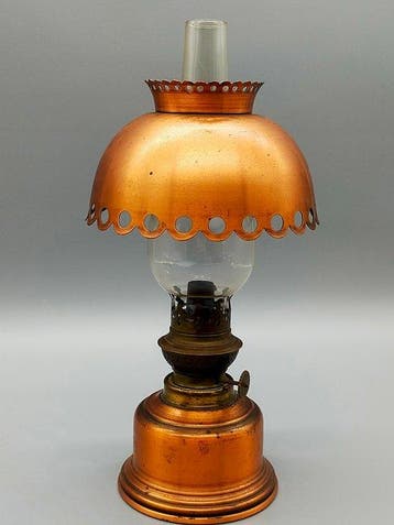 Olielamp - Antieke Kosmosbrander Petroleumlamp – koperen, Antiek en Kunst
