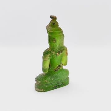 Oude Indochinezen Verguld Groen Archaïsch Glas Boeddha op, Antiek en Kunst