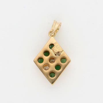 Pendentif - 14 carats Or jaune Émeraude - Diamant
