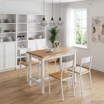 vidaXL Hoge Bartafel EKAI Wit 112 x 70 x 91 cm Massief, Maison & Meubles, Tables | Tables à manger, Verzenden