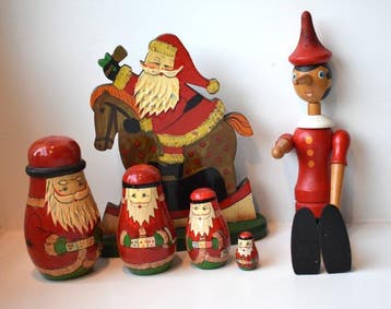 Kerstdecoratie - Kerstmatroesjkas , paard met kerstman ,, Nieuw