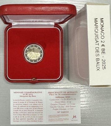 Monaco. 2 Euro 2025 Marquisat des Baux Proof