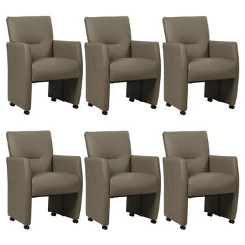 Set van 6 Leren eetkamerstoelen Pleasure - Toledo Smog, Ophalen of Verzenden