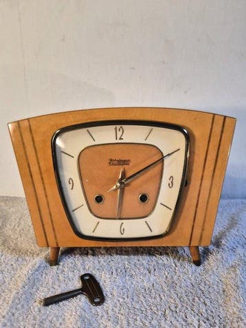 Tafelklok - Kieninger Schwebegang - Art Deco Hout, Messing,