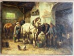 C. Bouter (1888-1966) - Stalinterieur met paarden, Antiquités & Art