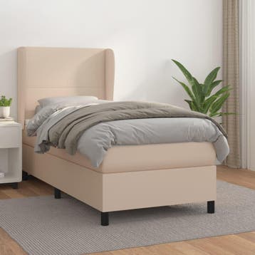vidaXL Boxspring met matras kunstleer cappuccinokleurig, Verzenden