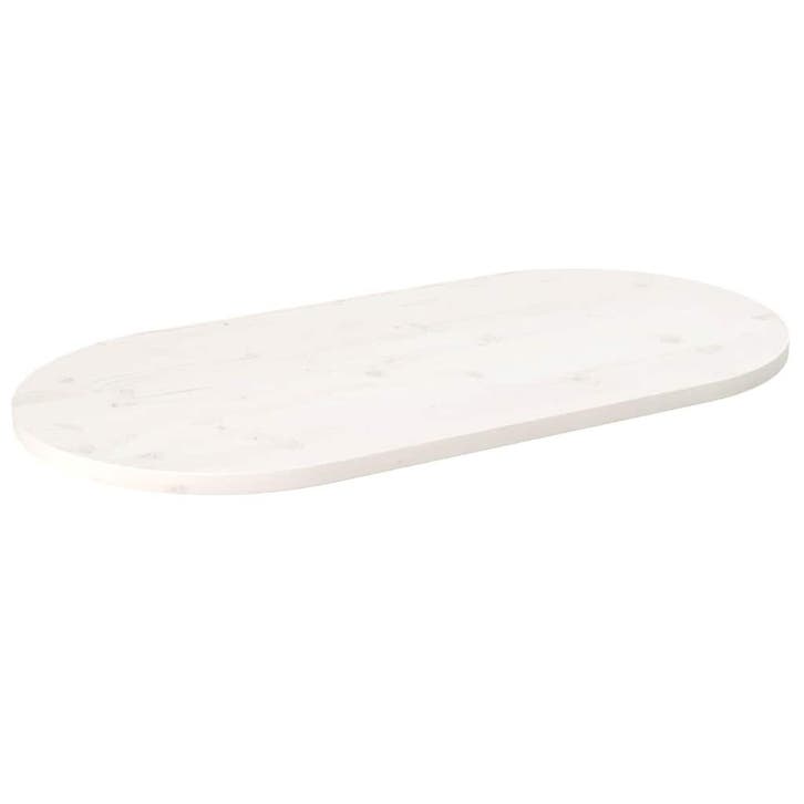 vidaXL Tafelblad ovaal 100x50x2,5 cm massief grenenhout wit, Maison & Meubles, Pièces pour table, Envoi