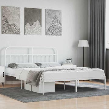 vidaXL Bedframe met hoofdbord metaal wit 180x200 cm, Huis en Inrichting, Slaapkamer | Bedden, Verzenden, Nieuw