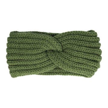 Haarband Twist 10cm – Effen Kleur – Gebreide Stof – Groen, Nieuw