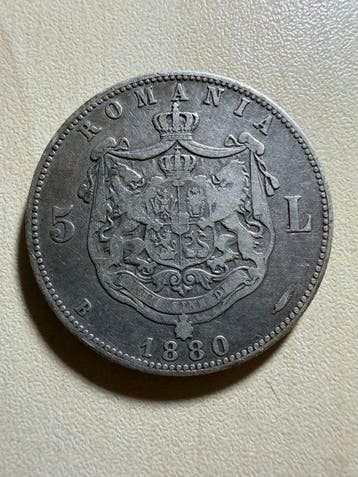 Roemenië. Carol I. 5 Lei 1880 / Engraver name near rim