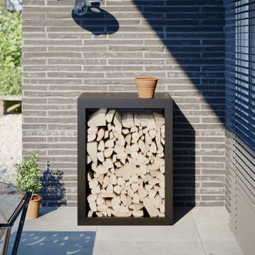 vidaXL Haardhoutrek 60x40x80 cm staal zwart, Verzenden