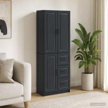 vidaXL Kast Set 2 st Zwart Bewerkt hout, Huis en Inrichting, Verzenden, Nieuw
