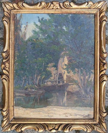 Franse school (XX) - Impressionistisch landschap - Molen te, Antiquités & Art