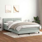 vidaXL Boxspring met matras en LED fluweel lichtgrijs, Verzenden, Nieuw