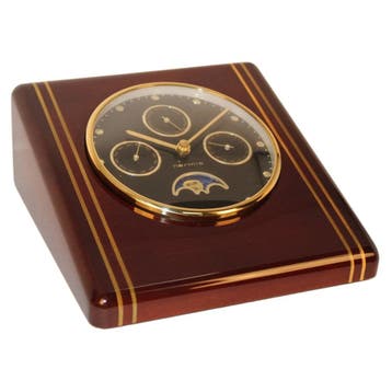 Luxe Bureauklok incl. Kalenderweergave - Mahonie Tafelklok, Verzenden, Nieuw, Analoog, Wekker of Tafelklok