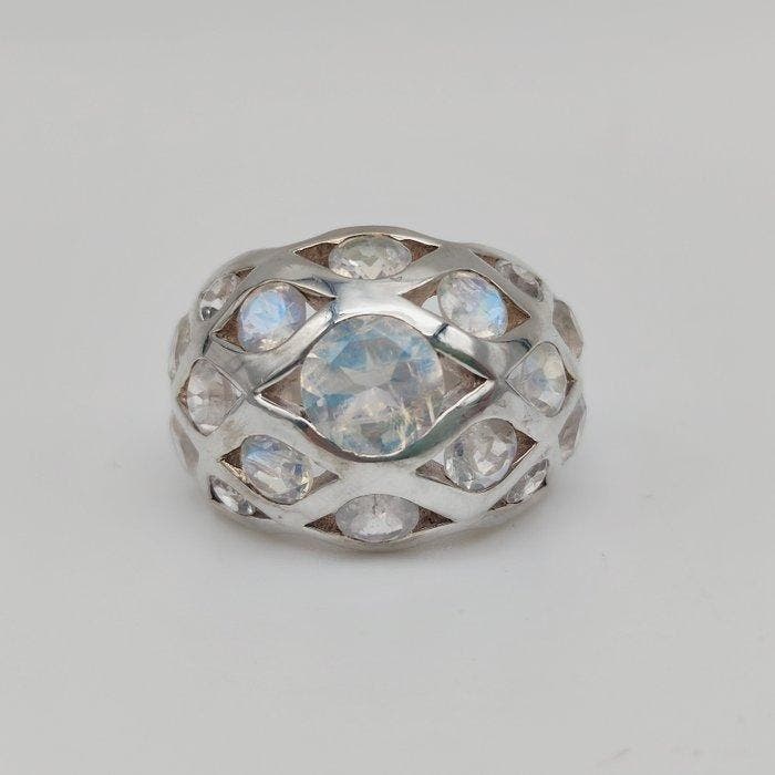 Sans prix de réserve - Bague Argent - Moonstones 4,7 ct, Bijoux, Sacs & Beauté, Bagues