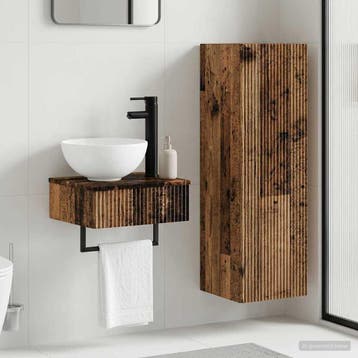 vidaXL Badkamermeubel Set 2 st Oud hout 33 x 34,5 x 100 cm, Maison & Meubles, Tables | Coiffeuses, Verzenden