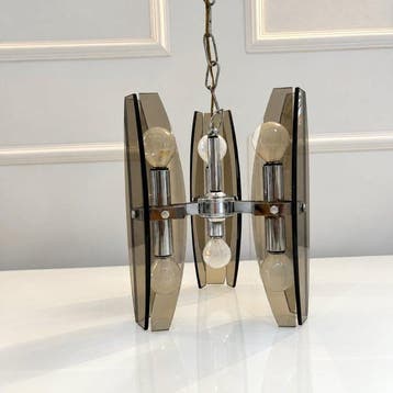 VECA Attributed - Plafondlamp - Glas, Staal - Kroonluchter, Antiek en Kunst