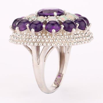 Zonder minimumprijs - Ring Zilver - 11.10ct. tw. Amethist -, Nieuw