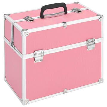 vidaXL Make-up koffer 38x23x34 cm aluminium roze, Verzenden, Nieuw