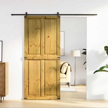 vidaXL Schuifdeur CORONA 90 x 210 cm Massief grenenhout, Doe-het-zelf en Bouw, Verzenden, Nieuw