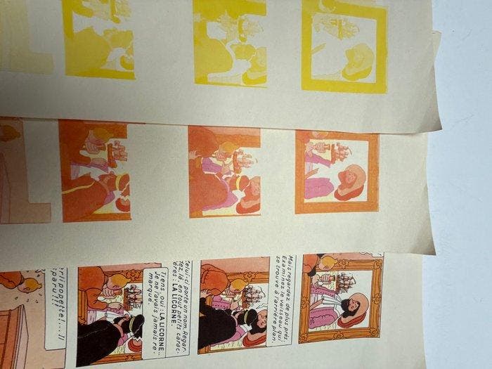 Hergé - Ensemble de 4 phases d’impression successives- verso, Livres, BD