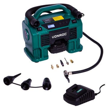 Accu compressor 20V - 12V - 2.0Ah| Incl. accu en snellader, Verzenden
